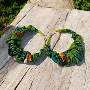 Sassy Jones Green Patterned Hoop Earrings